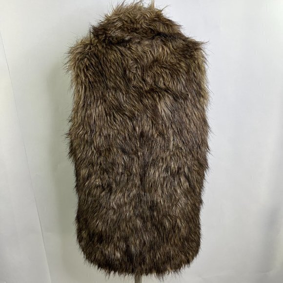 Faux Fur Sweater Vest M Reversible White Gray Tribal Aztec Southwestern Brown Us - Picture 5 of 12